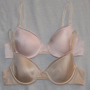 Vtg Lot of 2 Lily of France Dazzler Convertible Bras sz 36A Padded #2101574